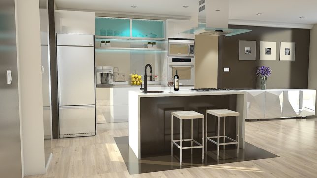 modern kitchen with Small dining table